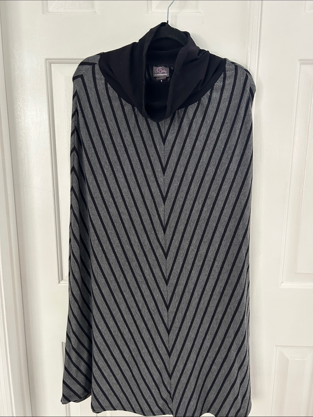 Motherhood Black & Gray Stripe Maxi Maternity Skirt